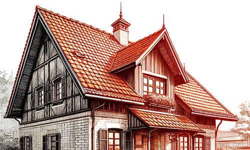 Schematische Darstellung eines Steildaches